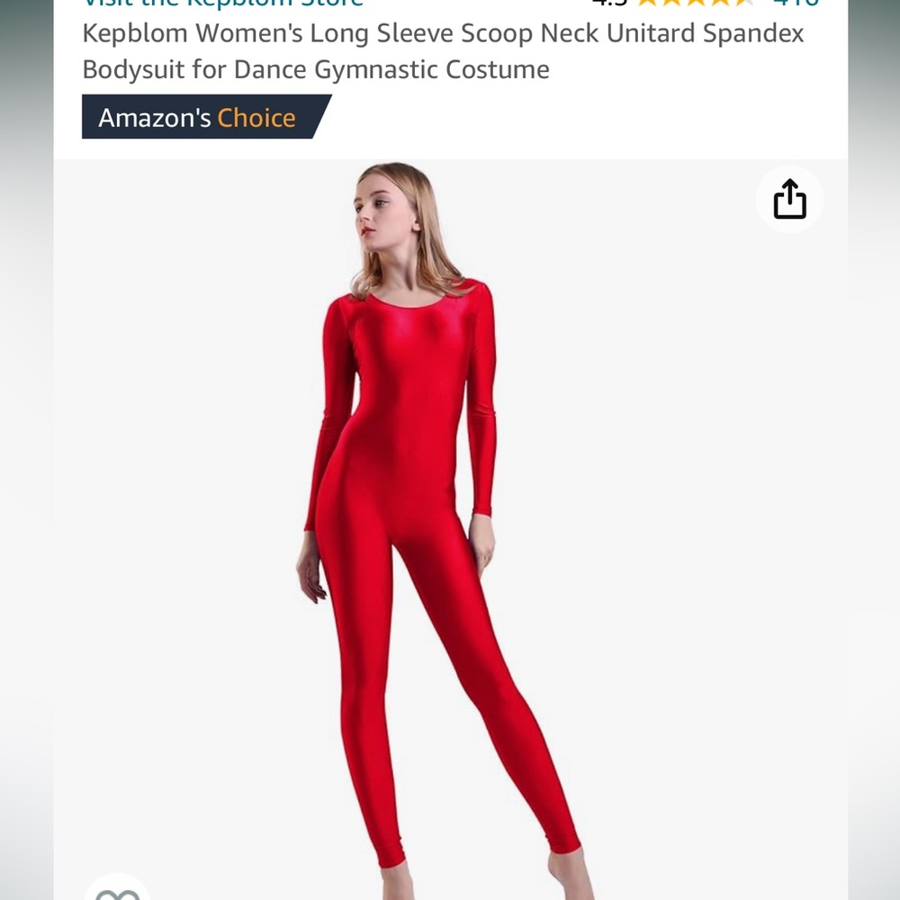 Red long sleeve unitard, women’s